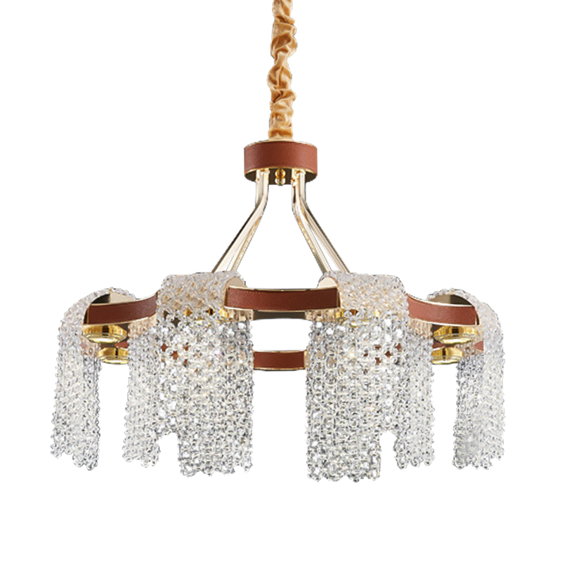 Люстра Leather Glass Chandelier 60 Золотой Коричневый Прозрачный Люстра Leather Glass Chandelier 60 Золотой Коричневый Прозрачный в Рязани | Loft Concept