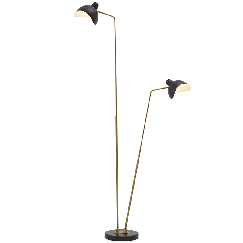 Торшер Eichholtz Floor Lamp Asta Double Черный Черный Мрамор Nero Латунь Торшер Eichholtz Floor Lamp Asta Double Черный Черный Мрамор Nero Латунь в Рязани | Loft Concept