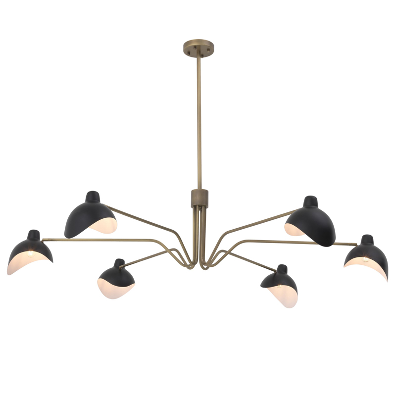 Люстра Eichholtz Chandelier Tyler brass Латунь Античная полированная Черный Люстра Eichholtz Chandelier Tyler brass Латунь Античная полированная Черный в Рязани | Loft Concept