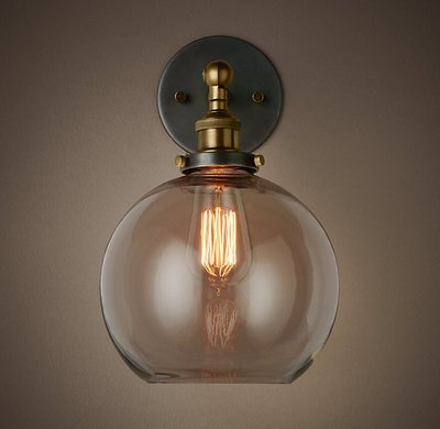 Бра Loft Clear Glass Sphere Cloche Прозрачный Белый Черный в Рязани | Loft Concept 