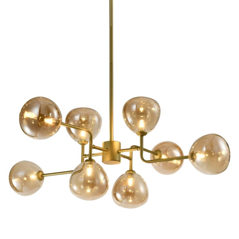 Люстра с дымчатым стеклом Rod&Glass Gold Янтарный Золотой в Рязани | Loft Concept 