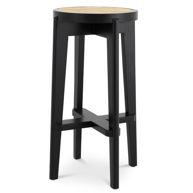 Барный стул Eichholtz Bar Stool Dareau black Бежевый Черный Барный стул Eichholtz Bar Stool Dareau black Бежевый Черный в Рязани | Loft Concept