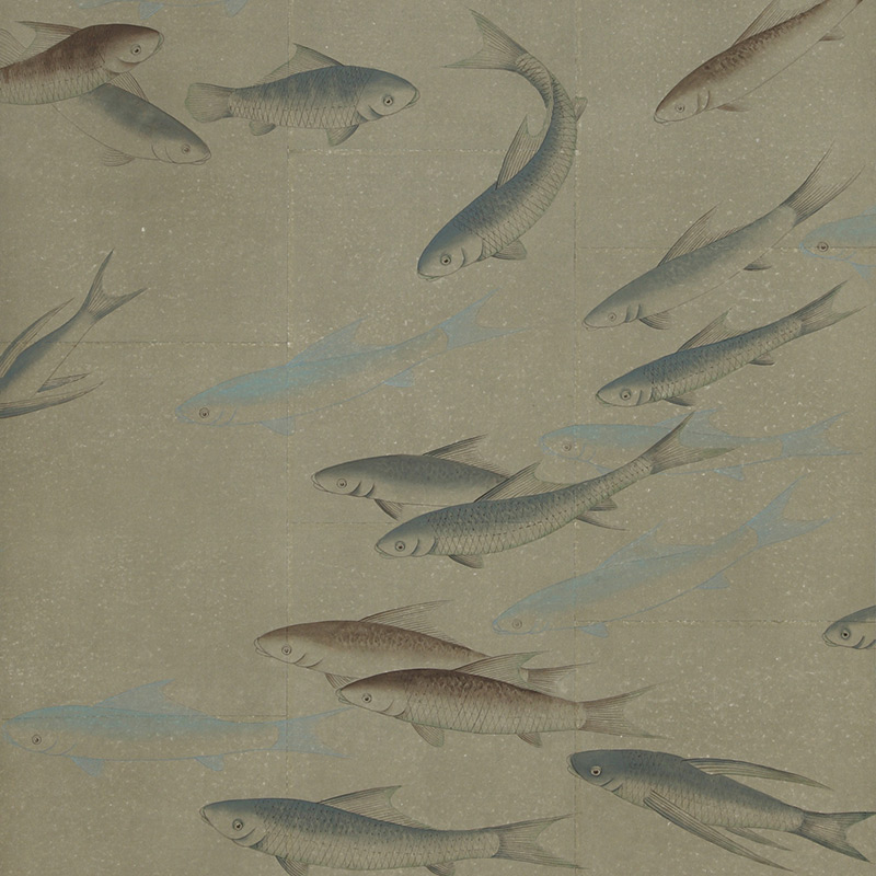 Обои ручная роспись Fishes Special Colourway on Lead Grey India tea paper Обои ручная роспись Fishes Special Colourway on Lead Grey India tea paper в Рязани | Loft Concept