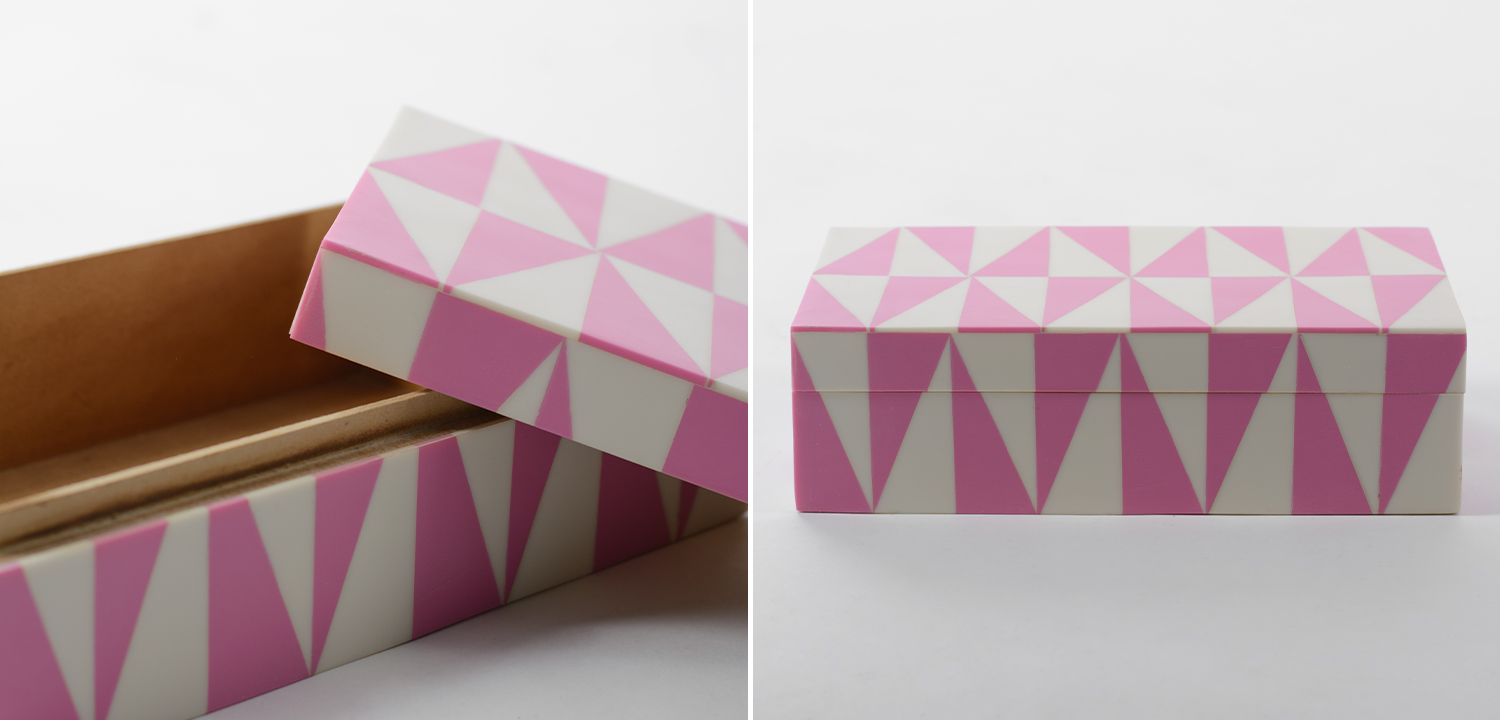 Шкатулка Pink Triangles Bone Inlay Box - фото