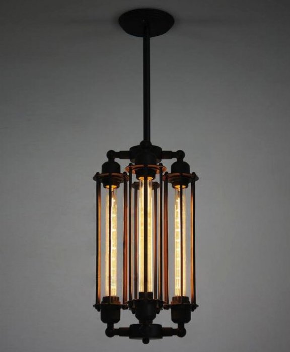 Подвесной светильник Loft Industrial Edison Cage Vertical Quatro Черный Подвесной светильник Loft Industrial Edison Cage Vertical Quatro Черный в Рязани | Loft Concept