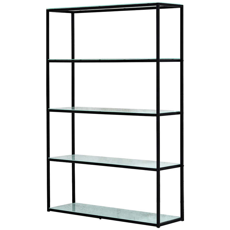 Стеллаж металлический со стеклянными полками Hebert Marble Glass Rack Черный Белый Стеллаж металлический со стеклянными полками Hebert Marble Glass Rack Черный Белый в Рязани | Loft Concept