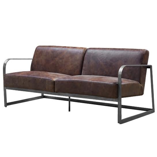 Диван INDIO METAL leather SOFA Коричневый Диван INDIO METAL leather SOFA Коричневый в Рязани | Loft Concept
