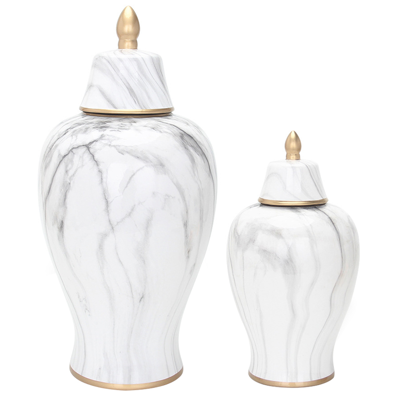 Ваза с крышкой White Marble Gold Vase Белый Мрамор Bianco Белый Серый Золотой Ваза с крышкой White Marble Gold Vase Белый Мрамор Bianco Белый Серый Золотой в Рязани | Loft Concept