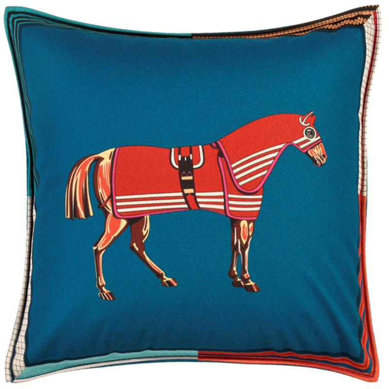 Декоративная подушка Hermes Horse 41 Синий Красный Мульти Декоративная подушка Hermes Horse 41 Синий Красный Мульти в Рязани | Loft Concept