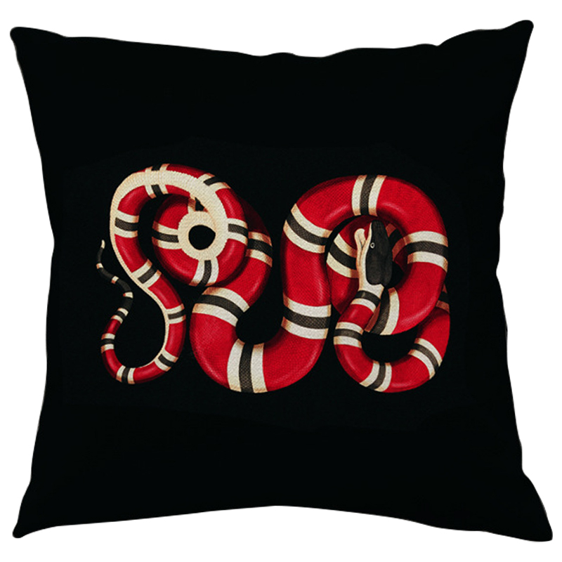 Декоративная подушка Стиль Gucci Micrurus Snake Black Черный Красный Бежевый Декоративная подушка Стиль Gucci Micrurus Snake Black Черный Красный Бежевый в Рязани | Loft Concept