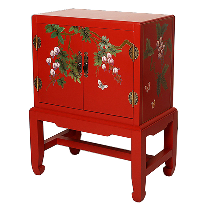 Красная Тумба в Китайском Стиле ручная роспись Бабочки и Ветвь Butterflies and Branch Nightstand Красный Красная Тумба в Китайском Стиле ручная роспись Бабочки и Ветвь Butterflies and Branch Nightstand Красный в Рязани | Loft Concept