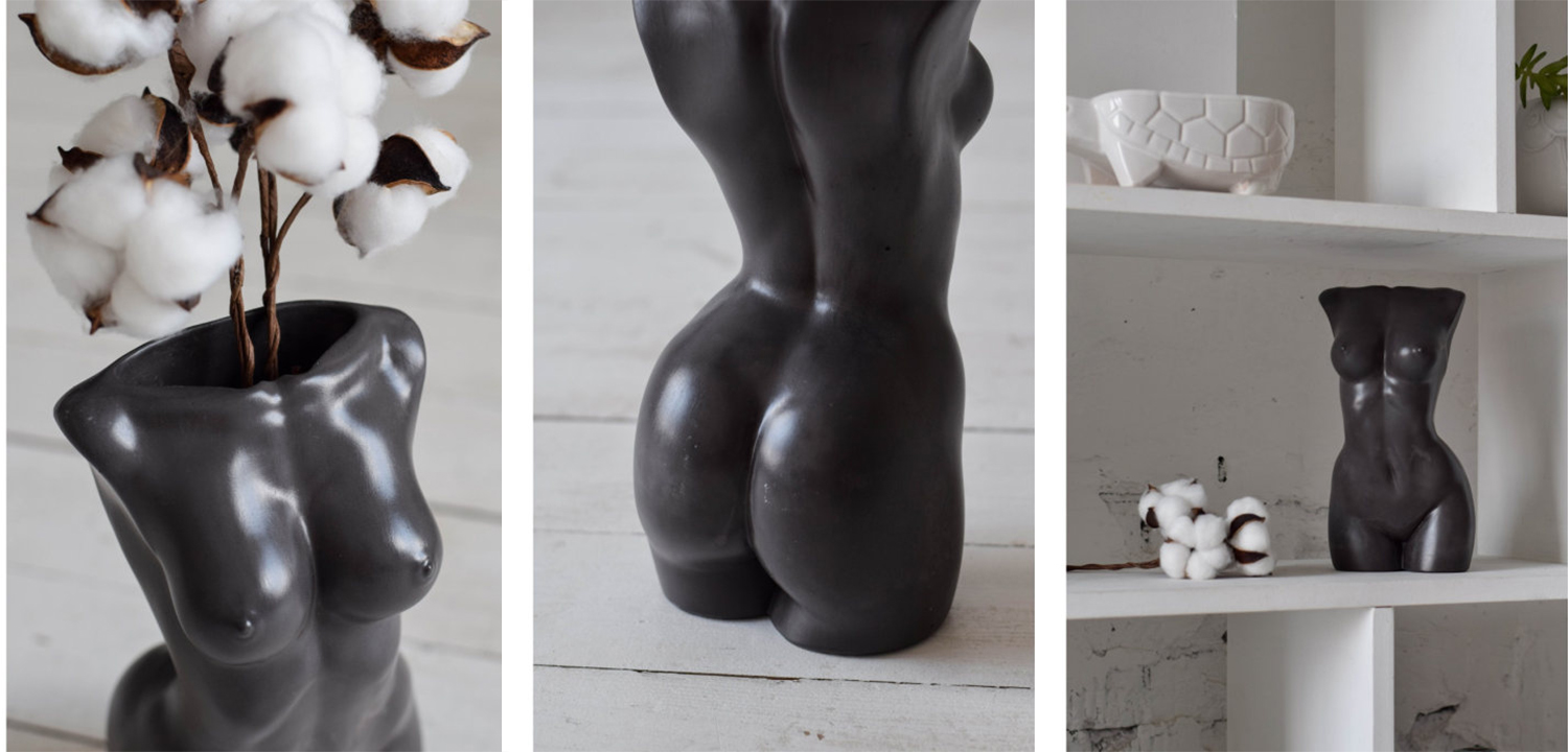 Ваза Vase Female Torso black - фото
