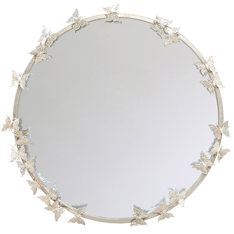 Зеркало Butterflies Circle Silver Mirror Зеркало Butterflies Circle Silver Mirror в Рязани | Loft Concept