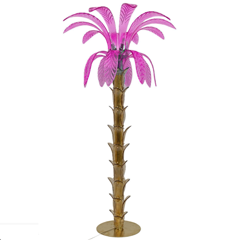 Торшер Glass Decorated Palm Floor Lamp Pink Листья Пальмы  Золотой Розовый в Рязани | Loft Concept 