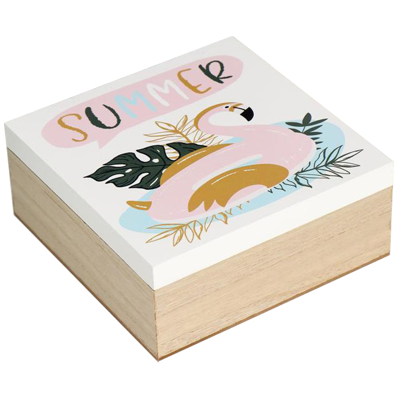 Шкатулка Flamingo Summer Box Белый Бежевый Древесина Мульти Шкатулка Flamingo Summer Box Белый Бежевый Древесина Мульти в Рязани | Loft Concept