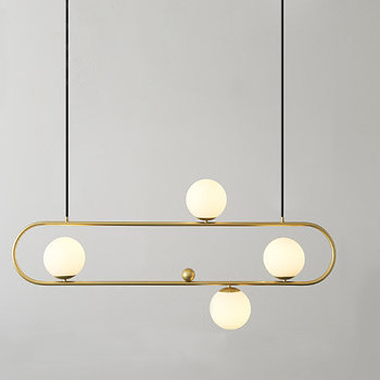 Люстра Horizontal Balls Balance Brass 4 Латунь Белый Люстра Horizontal Balls Balance Brass 4 Латунь Белый в Рязани | Loft Concept