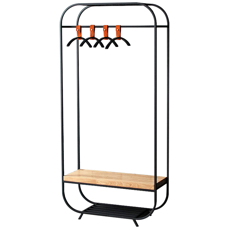 Рейл Franks Industrial Metal Rust Clothes Rail Black Черный Светлый дуб в Рязани | Loft Concept 