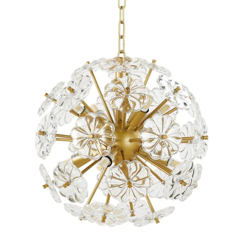 Люстра Glass Flowers Sputnik Chandelier D 32 матовое золото Прозрачное Стекло Люстра Glass Flowers Sputnik Chandelier D 32 матовое золото Прозрачное Стекло в Рязани | Loft Concept