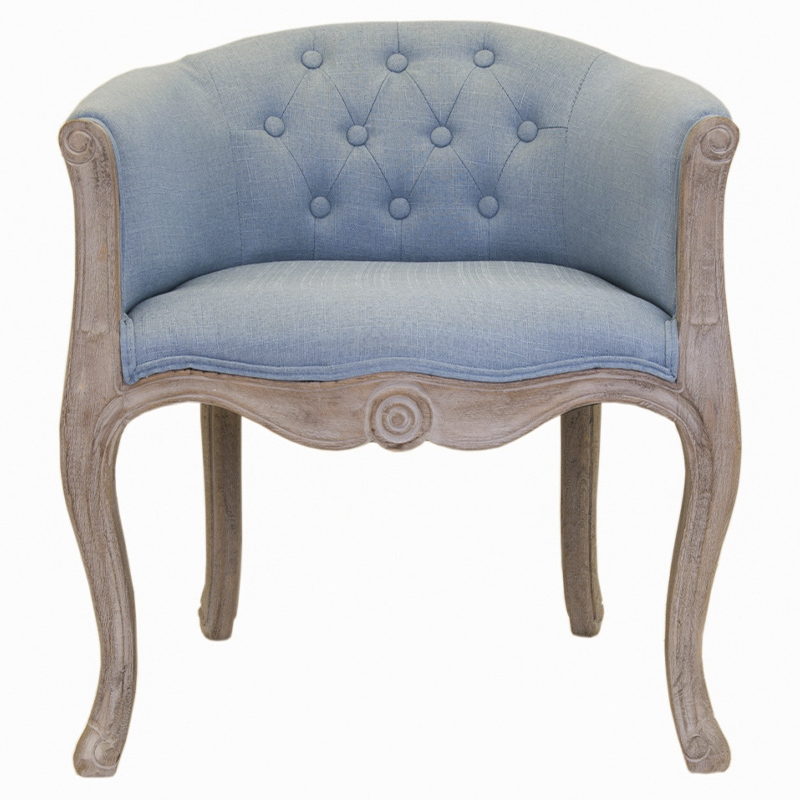 Кресло низкое в стиле прованс Louis French Armchair light blue flax Светло-голубой Бежево-серый Кресло низкое в стиле прованс Louis French Armchair light blue flax Светло-голубой Бежево-серый в Рязани | Loft Concept