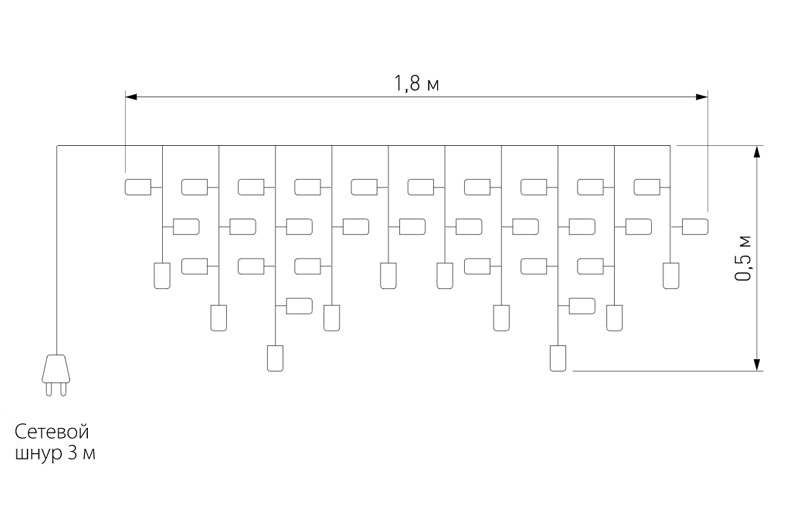 Гирлянда Бахрома с Цветными светодиодами в Рязани