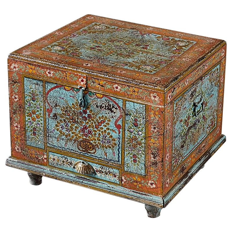 Сундук ручная роспись Harsh Antique Indian Painted Chest Мульти Бирюзовый Оранжевый Сундук ручная роспись Harsh Antique Indian Painted Chest Мульти Бирюзовый Оранжевый в Рязани | Loft Concept
