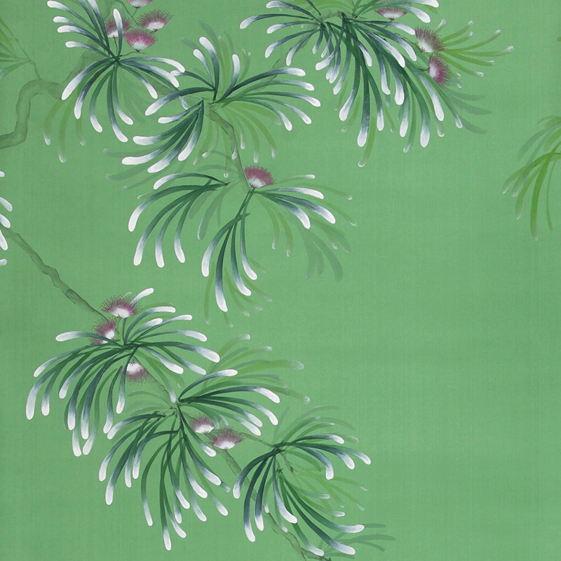 Обои ручная роспись Silk Tree Colourway SC-92 on Emerald Green dyed silk Обои ручная роспись Silk Tree Colourway SC-92 on Emerald Green dyed silk в Рязани | Loft Concept