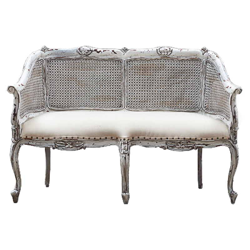 Диван Maria Antoinette Wicker Sofa Бежевый Белый винтажная патина Диван Maria Antoinette Wicker Sofa Бежевый Белый винтажная патина в Рязани | Loft Concept