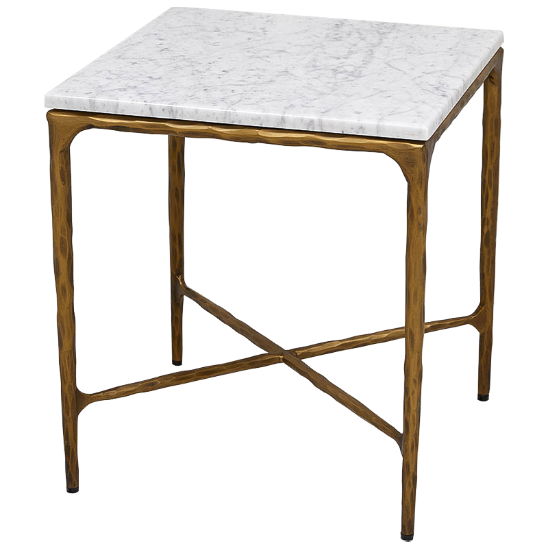 Приставной стол с мраморной столешницей квадратный Randy Marble Coffee Table Золотой Белый Мрамор Bianco Приставной стол с мраморной столешницей квадратный Randy Marble Coffee Table Золотой Белый Мрамор Bianco в Рязани | Loft Concept