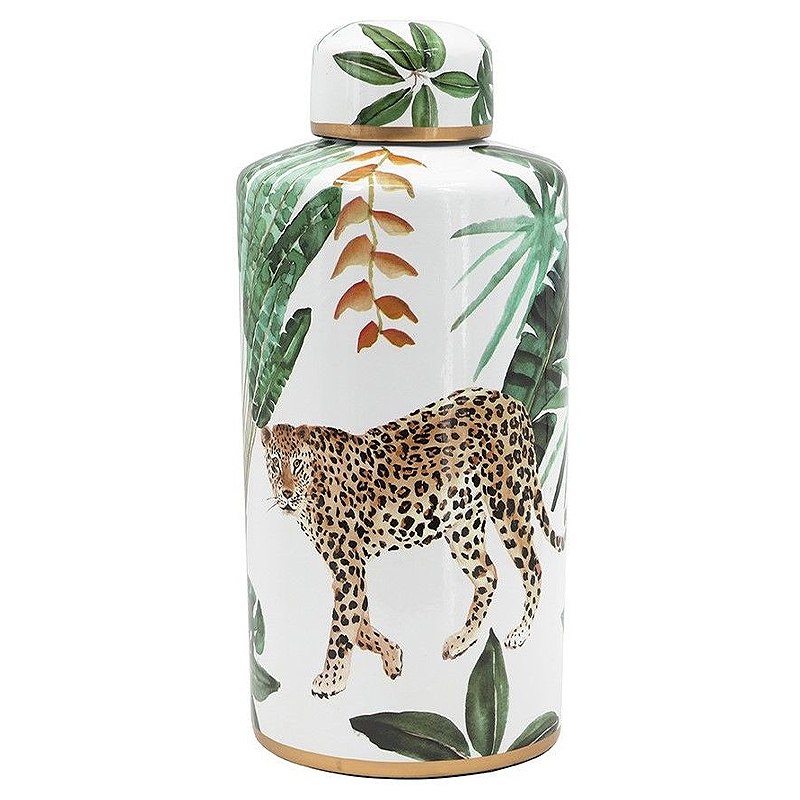 Ваза фарфоровая с ручной росписью Leopard Collection Белый Мульти Ваза фарфоровая с ручной росписью Leopard Collection Белый Мульти в Рязани | Loft Concept