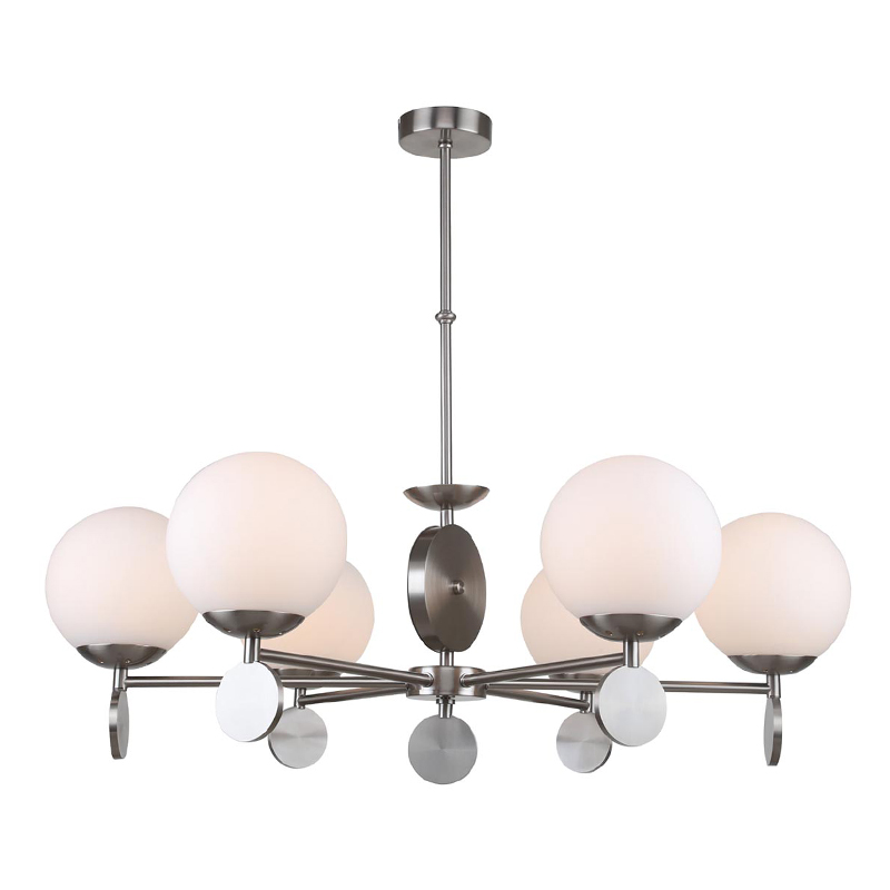 Люстра Kyran Nickel Chandelier 6 Никель Белый Люстра Kyran Nickel Chandelier 6 Никель Белый в Рязани | Loft Concept