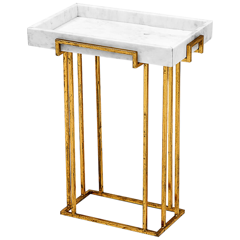 Приставной стол Eos Side Table Белый Винтажное Светлое Золото Приставной стол Eos Side Table Белый Винтажное Светлое Золото в Рязани | Loft Concept