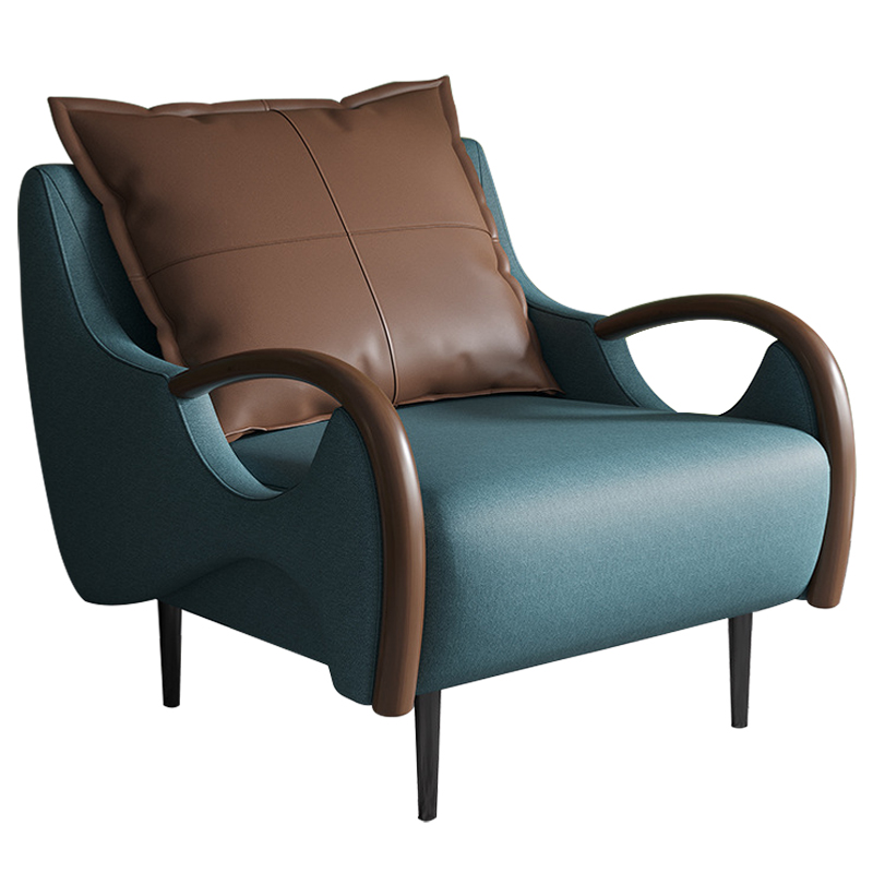 Кресло Oliwier Blue Armchair Синий Коричневый Кресло Oliwier Blue Armchair Синий Коричневый в Рязани | Loft Concept