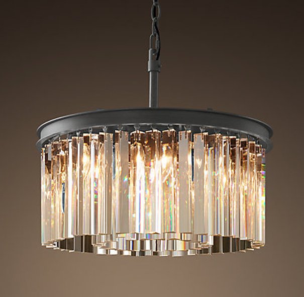 Люстра RH Rhys Clear Glass Prism Round Chandelier 40 Черный Люстра RH Rhys Clear Glass Prism Round Chandelier 40 Черный в Рязани | Loft Concept