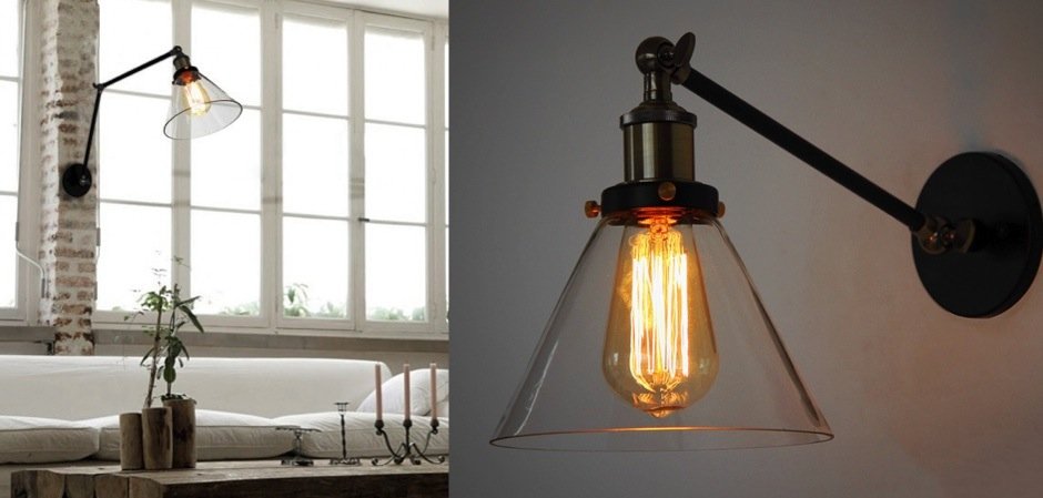 Бра Gloce Cone Shade Loft Industrial Glass Бра Gloce Cone Shade Loft Industrial Glass - Loft-Concept в Рязани