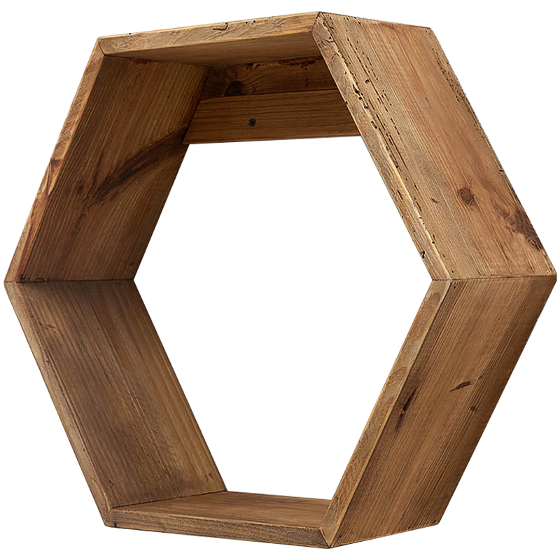 Деревянная полка в виде шестиугольника Wood Honeycomb Shelf Коричневый Деревянная полка в виде шестиугольника Wood Honeycomb Shelf Коричневый в Рязани | Loft Concept