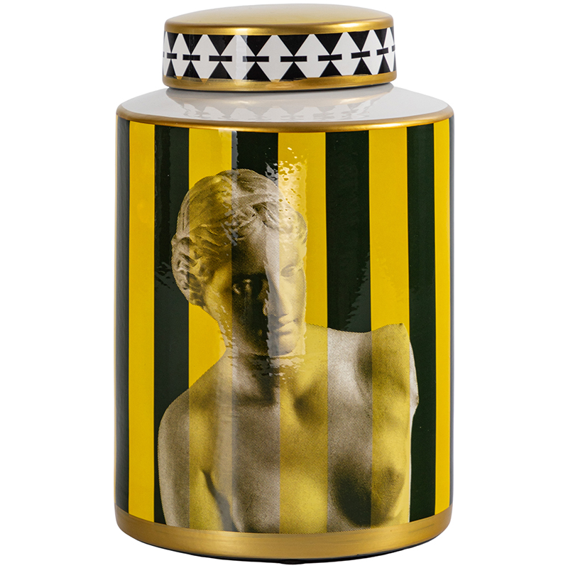 Ваза с крышкой Venus Yellow Black Vase Золотой Желтый Черный Черно-белый в Рязани | Loft Concept 