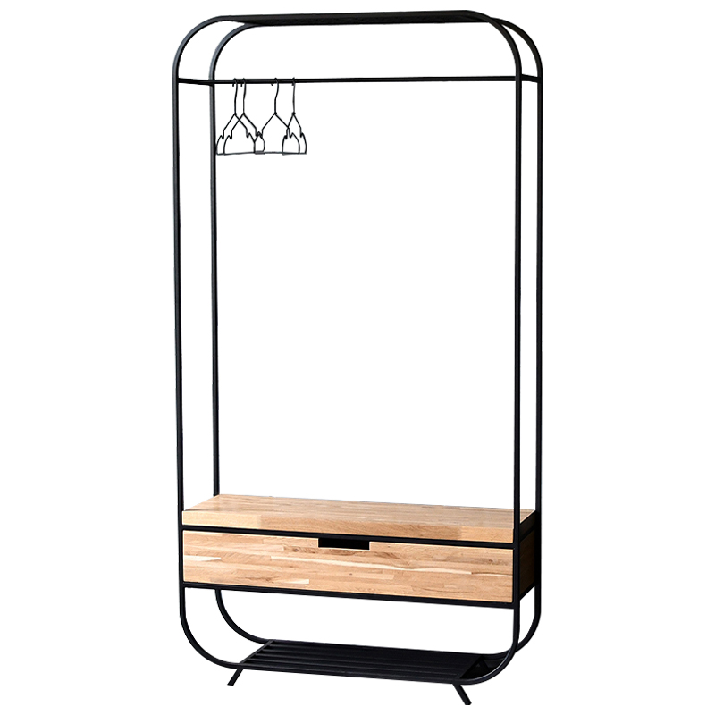 Рейл с выдвижным ящиком Ewing Industrial Metal Rust Clothes Rail Черный Светлый дуб Рейл с выдвижным ящиком Ewing Industrial Metal Rust Clothes Rail Черный Светлый дуб в Рязани | Loft Concept