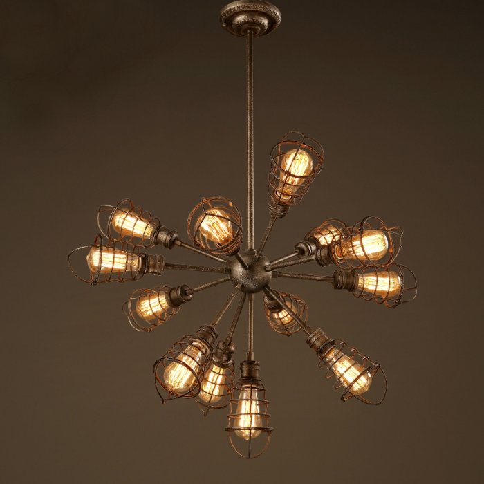 Люстра Loft Industrial Sputnik 13 Retro Коричневый винтаж Люстра Loft Industrial Sputnik 13 Retro Коричневый винтаж в Рязани | Loft Concept