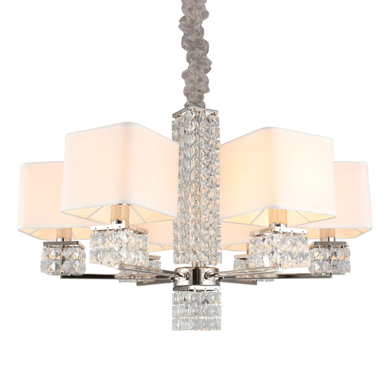 Люстра Square Crystal с Абажуром Хром Белый Люстра Square Crystal с Абажуром Хром Белый в Рязани | Loft Concept