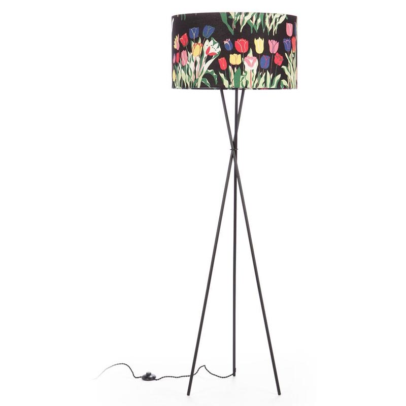 Торшер Colored Lampshade Tulips Floor Lamp Мульти Черный Торшер Colored Lampshade Tulips Floor Lamp Мульти Черный в Рязани | Loft Concept