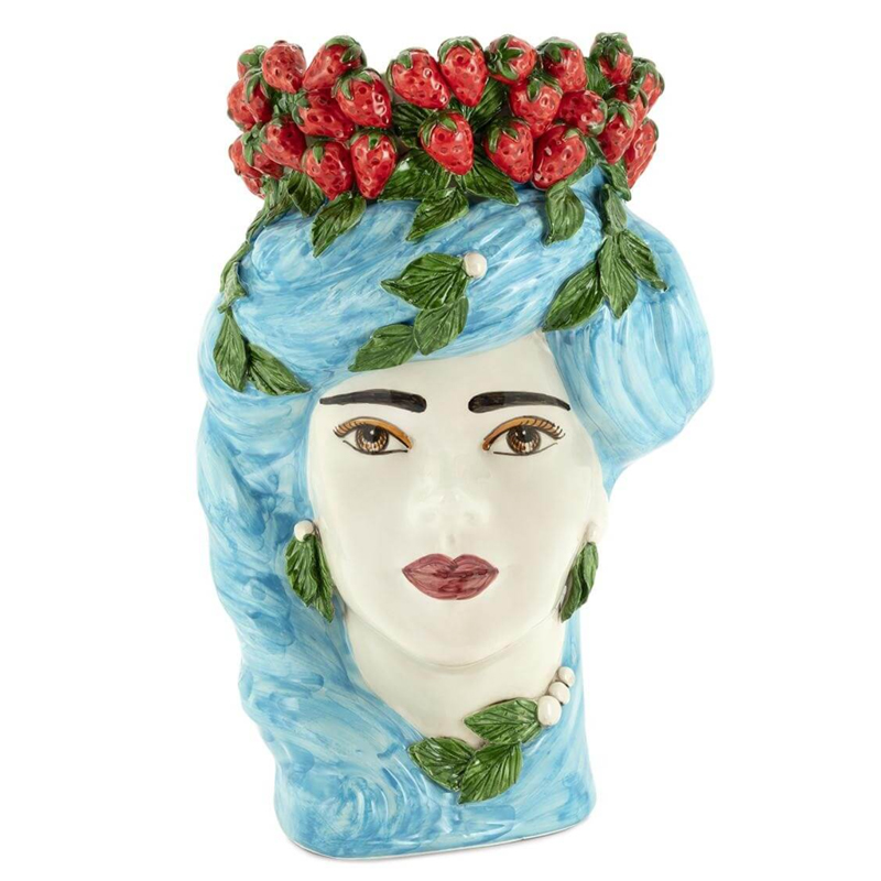 Ваза VASE STRAWBERRIES HEAD LADY BIG Blue Красный Голубой Ваза VASE STRAWBERRIES HEAD LADY BIG Blue Красный Голубой в Рязани | Loft Concept