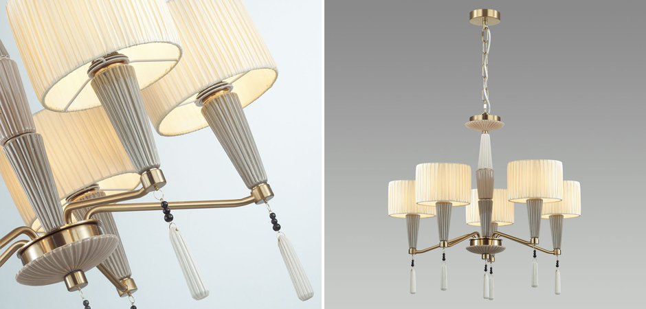 Люстра с тканевыми абажурами Nude Color Люстра с тканевыми абажурами Nude Color - Loft-Concept в Рязани