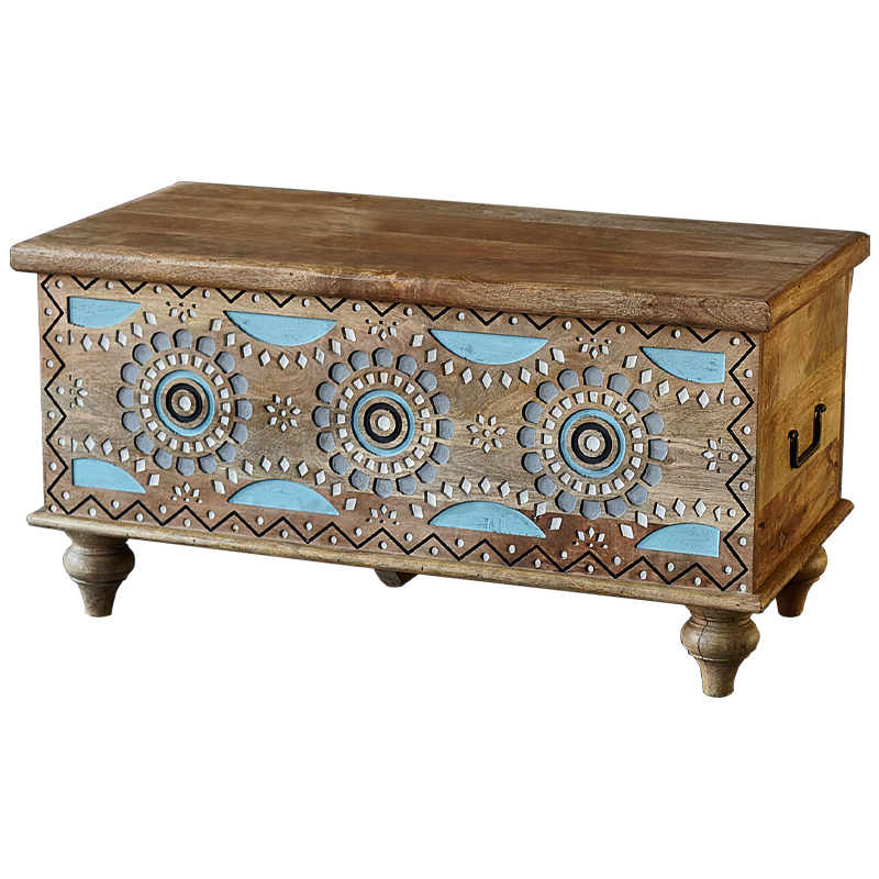 Сундук резной Mitra Carved Wood Chest Голубой Коричневый Белый Сундук резной Mitra Carved Wood Chest Голубой Коричневый Белый в Рязани | Loft Concept