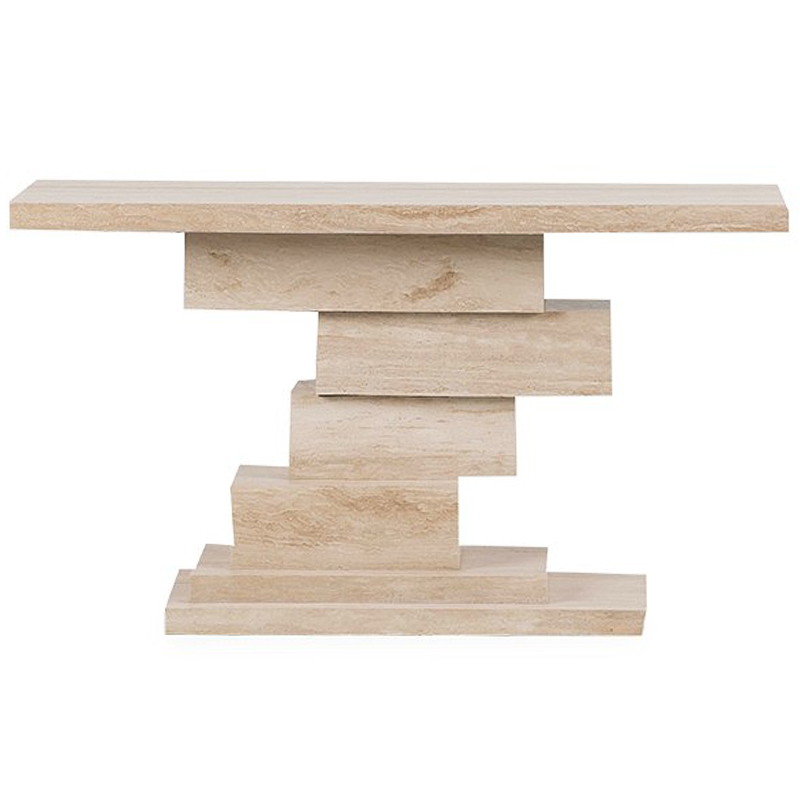 Консоль Taya Travertine Console Бежевый Консоль Taya Travertine Console Бежевый в Рязани | Loft Concept