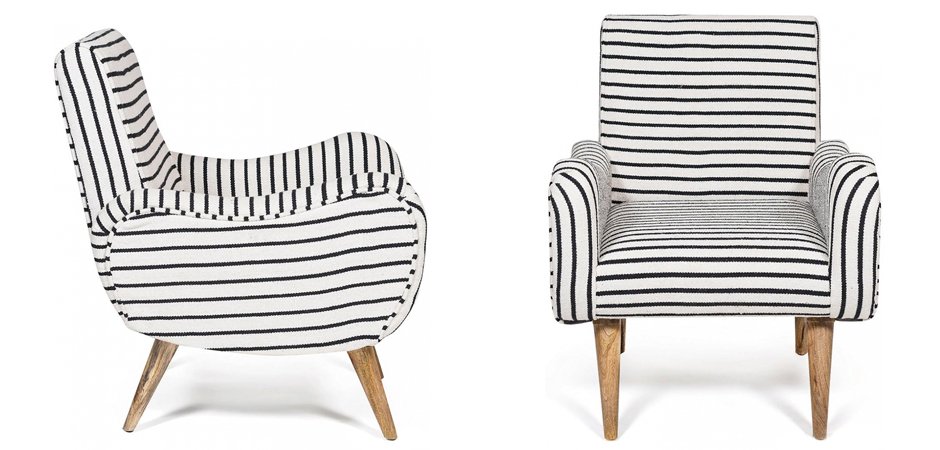 Кресло с подлокотниками Black and White Stripes Кресло с подлокотниками Black and White Stripes - Loft-Concept в Рязани