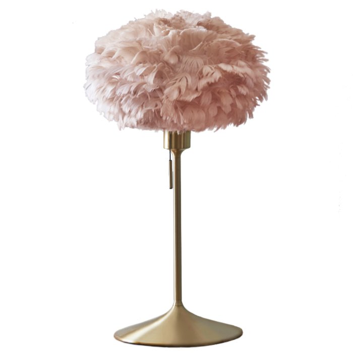 Настольная лампа из перьев Plumage Pink Розовый пастельный Белый Латунь в Рязани | Loft Concept 