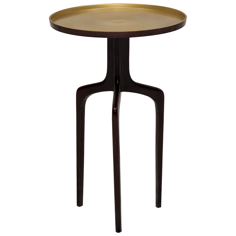 Приставной столик на трёх ножках Jose Tripod Coffee Table Коричневый Золотой Приставной столик на трёх ножках Jose Tripod Coffee Table Коричневый Золотой в Рязани | Loft Concept