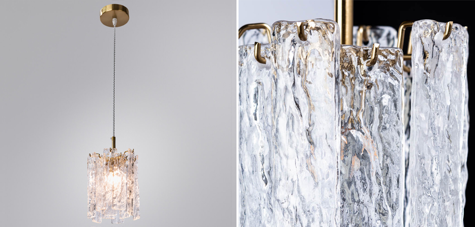 Подвесной светильник Iceberg Glass с Рельефным стеклом Подвесной светильник Iceberg Glass с Рельефным стеклом - Loft-Concept в Рязани