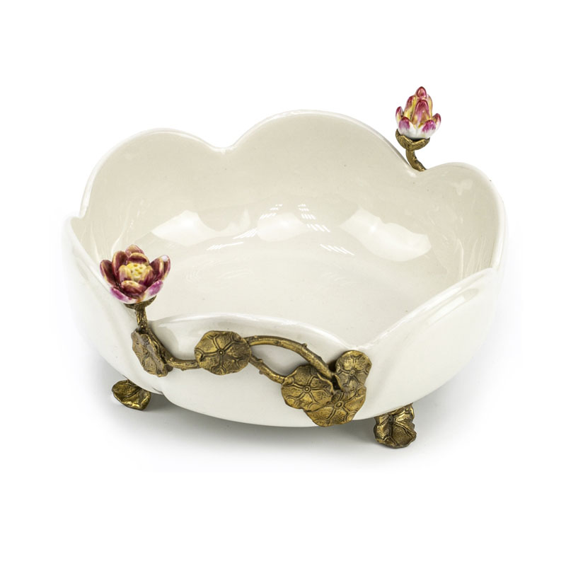 Блюдо Dish White Flower Бронза Белый Блюдо Dish White Flower Бронза Белый в Рязани | Loft Concept