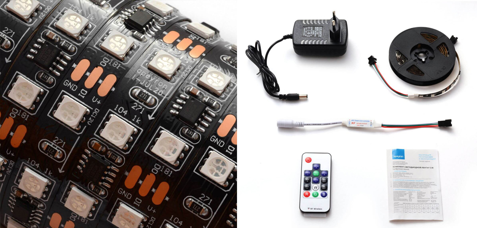 Комплект светодиодной ленты 14,4W/m 60Led/m 5050SMD разноцветный 2M Комплект светодиодной ленты 14,4W/m 60Led/m 5050SMD разноцветный 2M - Loft-Concept в Рязани